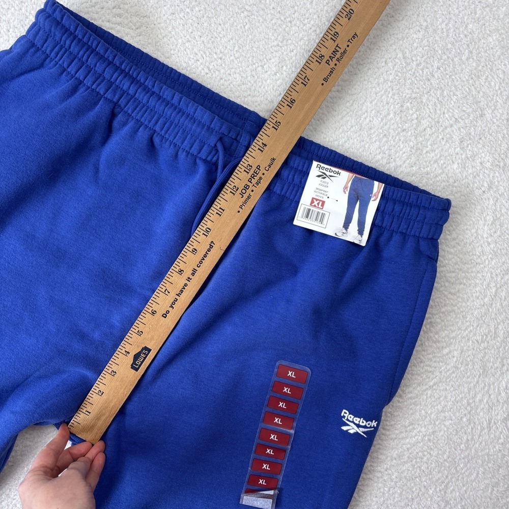 NEW REEBOK Mens Fleece Joggers Sweatpants XL Blue Athletic Pants Tapered Stretch - Picture 7 of 13